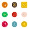 Clothes button icon set, flat style