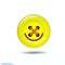 Clothes button icon with a smile. Art and crafts in yellow bright colors. Fashion and needlework