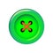 Clothes button, vector icon. Art and crafts in green bright colors. Fashion and needlework