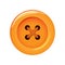 Clothes button, vector icon. Art and crafts in orange bright colors. Fashion and needlework