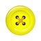 Clothes button, vector icon. Art and crafts in yellow bright colors. Fashion and needlework