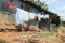 Clothes are drying on ropes in the slums of Nairobi - one of the poorest places