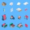 Clothes Factory Isometric Icons Set