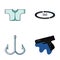 Clothes, fishing and other web icon in cartoon style. service, weapons icons in set collection.