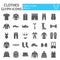 Clothes glyph icon set, clothing symbols collection, vector sketches, logo illustrations, wear signs solid pictograms