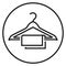 Clothes hanger icon. Round hotel towel symbol