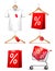 Clothes hanger with shirts with price tag. Concept