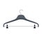 Clothes hanger vector illustration. Coat rack for hanging apparel with a hook on top. Plastic triangle coathanger with steel loop