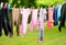 Clothes hanging on line in garden