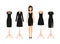 Clothes icon for girls isolated on a white background. Set of five elegant cocktail dresses. Black little dress on women