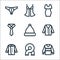 Clothes line icons. linear set. quality vector line set such as sweater, scarf, jacket, cardigan, santa claus, tie, dress,