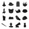 Clothes, mine, weapons and other web icon in black