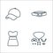 clothes and outfit line icons. linear set. quality vector line set such as accessories, strapless dress, belt