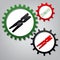 Clothes peg sign. Vector. Three connected gears with icons at gr