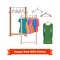 Clothes rack with dresses on hangers