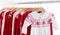 Clothes rack with red Christmas knit wear