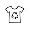 Clothes recycling sign doodle icon, vector color line illustration