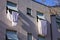 Clothes, towels and bed sheets hanging out of the window to dry Pesaro, Italy