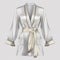 clothes women\\\'s white dressing gown with pockets design cut.