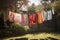 clothesline with freshly laundered clothes, ready for another day