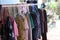 clothesline, sunbathing clothes during the day in front of the house