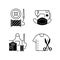 Clothing alteration black linear icons set