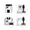 Clothing alteration service black linear icons set