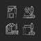 Clothing alteration service chalk white icons set on black background