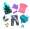 Clothing. Children`s composition with clothes isolated