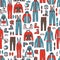 Clothing and equipment for skiers and snowboarders.  Vector pattern