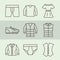 Clothing female and male shirt underwear dress and shoe icons line icon