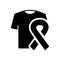 Clothing Help for Patients Cancer, Aids, Hiv Silhouette Icon. T-shirt with Ribbon Support Cancer Patient Black Pictogram