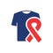 Clothing Help for Patients Cancer, Aids, Hiv Silhouette Icon. T-shirt with Ribbon Support Cancer Patient Pictogram