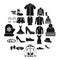 Clothing sale icons set, simple style