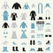 Clothing and shoes illustrations vector set. Shopping elements. Cute design vector icons.
