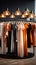 Clothing shop\\\'s hangers exhibit modern fashion, highlighting the boutique\\\'s stylish ambiance.