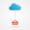 Cloud and Abc. Concept of online shopping, digital purchase. Vector illustration flat design