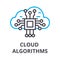 Cloud algorithms thin line icon, sign, symbol, illustation, linear concept, vector