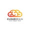 Cloud brain logo design vector icon in gradient style