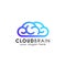 Cloud brain logo design vector icon. smat brain logo
