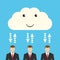 Cloud and businessmen