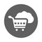 Cloud, cart, shopping icon. Gray vector sketch.