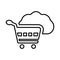 Cloud, cart, shopping line icon. Outline vector.