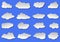 Cloud Collection in Blue Sky Background Vector Illustration