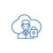 Cloud communications line icon concept. Cloud communications flat  vector symbol, sign, outline illustration.