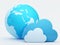 Cloud computing, clouds with blue globe