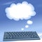 Cloud computing computer keyboard talk clouds