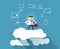 Cloud Computing concept background with Superhero-businessman