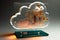 Cloud computing concept. Electronic components circuit board in shape of cloud. Cloud storage
