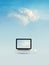 Cloud computing concept, Laptop floating with cloud on screen